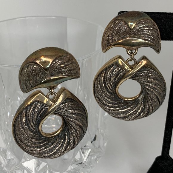 Shoshona & Nurit Bar-On Vintage 925 Converted-to-pierced Statement Earrings